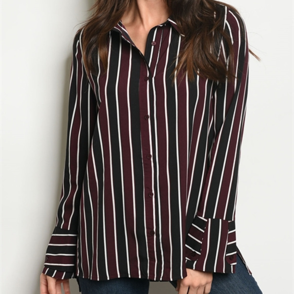 Burgundy pinstriped top - Picture 2 of 3